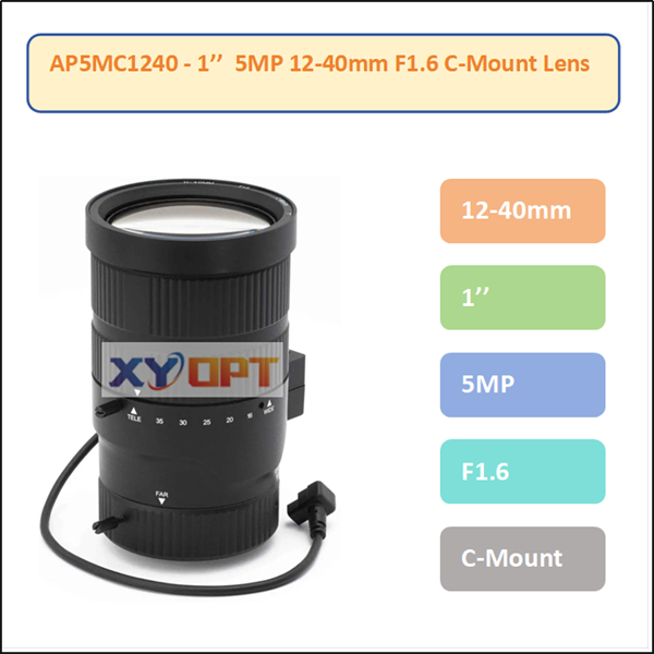 AP5MC1240 - 1'' 5MP 12-40mm F1.6 IR Corrected Lens