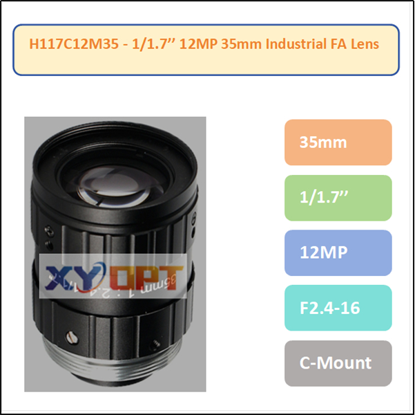 H117C12M Series - 1/1.7'' 12MP 4mm-75mm F2.4 C-Mount Industrial FA Lens