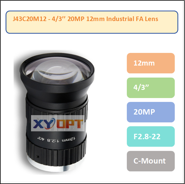 J43C20M Series - 4/3'' 12-50mm 20MP F2.8 C-Mount Industrial FA Lens 