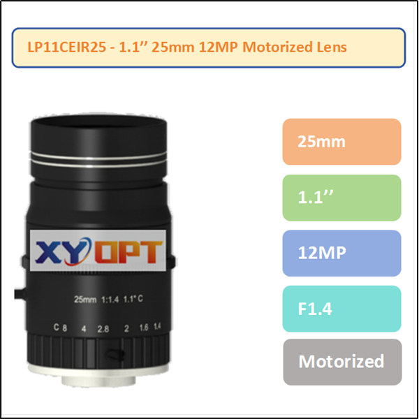 LP11CEIR25 - 1.1'' 25mm 12MP Motorized IR Corrected Lens