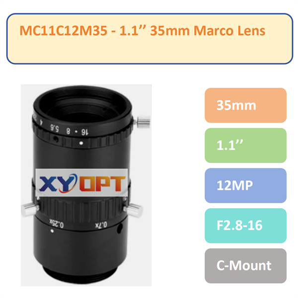 MC11C12M35- 1.1'' 12MP 35mm F2.8 C-Mount Marco Lenses