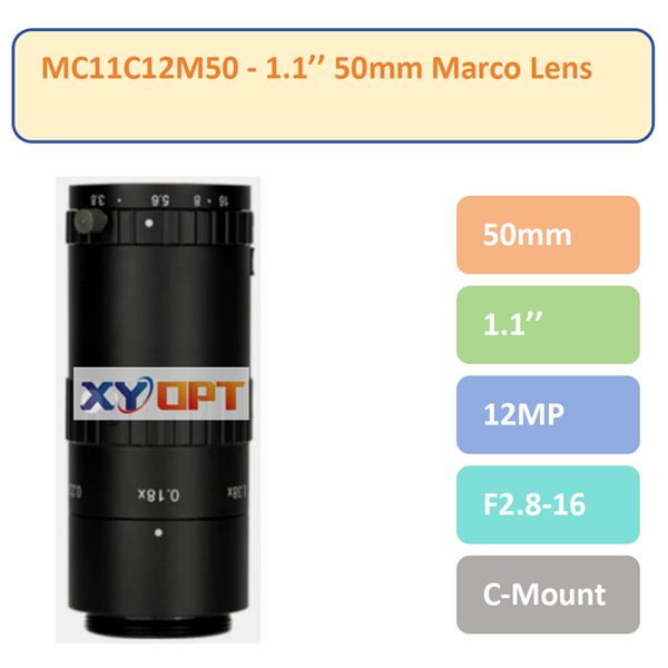 MC11C12M50- 1.1'' 12MP 50mm F2.8 C-Mount Marco Lenses