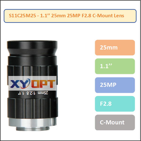 S11C25M25 - 1.1'' 25mm 25MP F2.8 C-Mount Lens