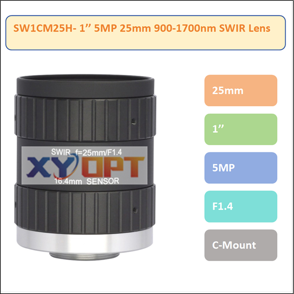 SW1CM25H- 1'' 5MP 25mm F1.4 C-Mount 900-1700nm SWIR Lens