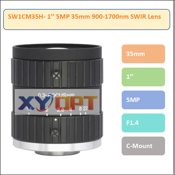 SW1CM35H- 1'' 5MP 35mm F1.4 C-Mount 900-1700nm SWIR Lens