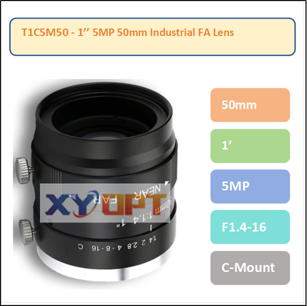 T1C5M Series - 1'' 5MP 12.5mm-75mm F1.4 C-Mount Industrial FA Lens