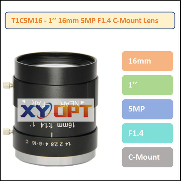 T1C5M16 - 1'' 16mm 5MP F1.4 C-Mount Lens