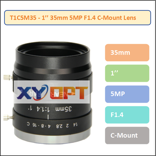 T1C5M35- 1'' 35mm 5MP F1.4 C-Mount Lens