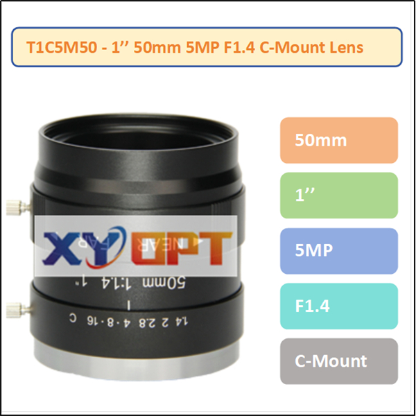 T1C5M50- 1'' 50mm 5MP F1.4 C-Mount Lens